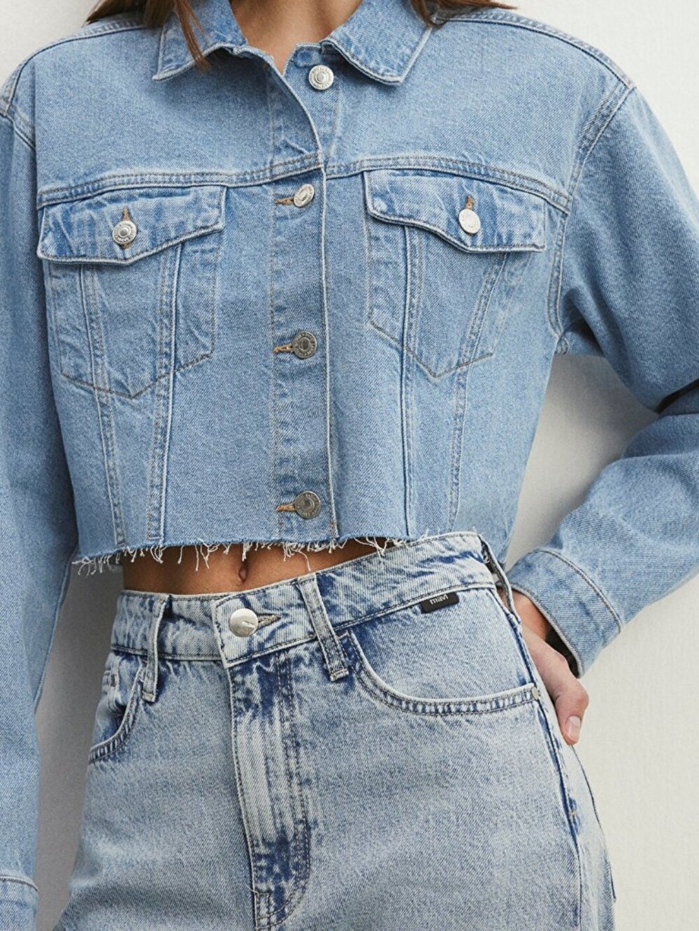 Mavi Brenda Cropped Denim Jacket  Size M